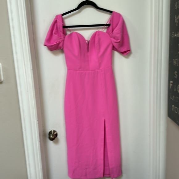 Amanda Uprichard Victoria Off Shoulder Midi Dress Aster Pink XS - Picture 4 of 9